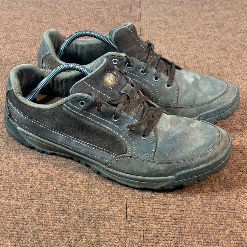 C- Merrell M-Connect Espresso Brown Leather Suede Walking Shoes Mens 12 J41399